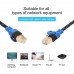 REXLIS CAT7  2 Gold  plated CAT7 Flat Ethernet 10 Gigabit Two  color Braided Network LAN Cable for Modem Router LAN Network  with Shielded RJ45 Connectors  Length  8m